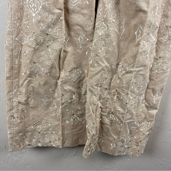 Antonio Melani Maxine Town Country Pants Tan Corduroy Embroidered Floral NWT - Picture 6 of 13